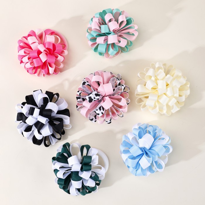 2pcs Cute Hydrangea Hair Ties For Little Girls, Multicolour Hydrangea Hair Ties, Braided Ponytail Holder, Adorable Hair Accessories For Little Girls