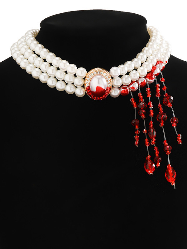 Beaded Shiny Tasseled Dainty Necklace Necklaces Accessories