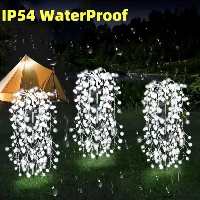 Solar Firecracker Willow Lights Outdoor, 200LED Solar Powered LED Lights, IP54, 8 Lighting Modes, 120LED Garden Decoration Lights for Yard, Pathways, Party, Camping, Christmas, Ramadan, Halloween (Multicolor)