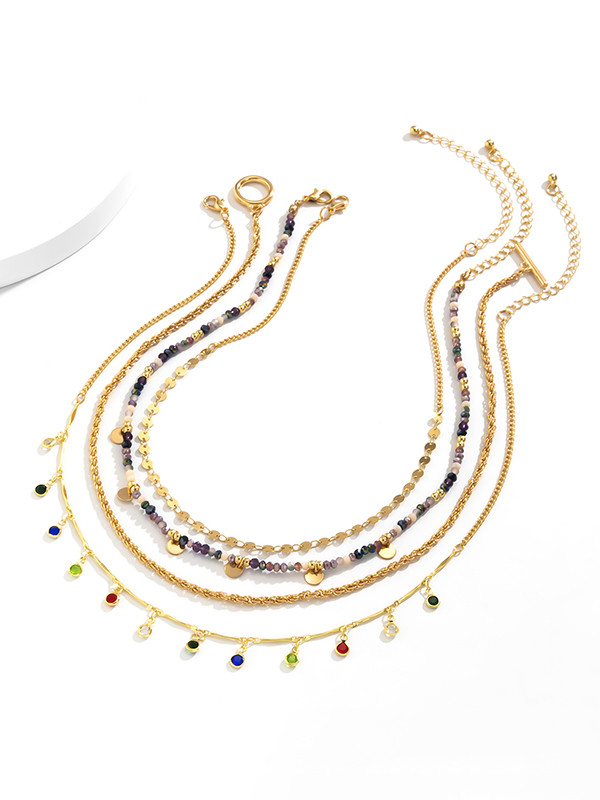 Vintage Colorful Beads Rhinestone Necklace