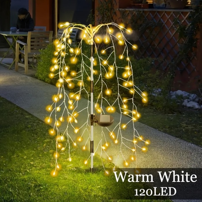 Solar Firecracker Willow Lights Outdoor, 200LED Solar Powered LED Lights, IP54, 8 Lighting Modes, 120LED Garden Decoration Lights for Yard, Pathways, Party, Camping, Christmas, Ramadan, Halloween (Multicolor)