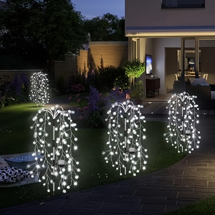 Solar Firecracker Willow Lights Outdoor, 200LED Solar Powered LED Lights, IP54, 8 Lighting Modes, 120LED Garden Decoration Lights for Yard, Pathways, Party, Camping, Christmas, Ramadan, Halloween (Multicolor)