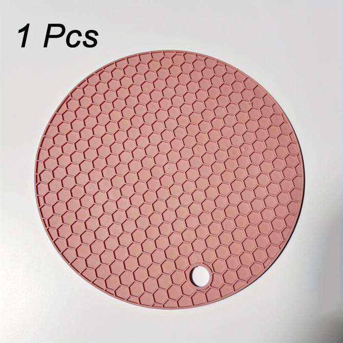 1\u002F4pcs Round Honeycomb Silicone Placemat 6.7 Inch, Heat Insulation Pad, Non-slip Pot Holder, Easy To Clean And High Temperature Resistant Table Mat, Tabletop Protection, Home Kitchen Dining Table Decor