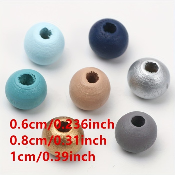 200\u002F100pcs 6\u002F8\u002F10mm Mixed Color Wooden Beads, DIY Bracelet Necklace Jewelry Accessories