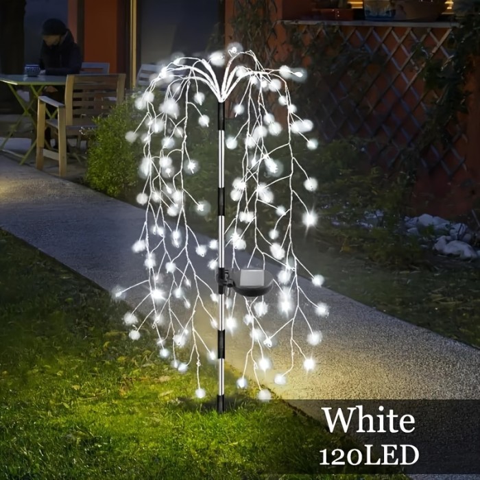 Solar Firecracker Willow Lights Outdoor, 200LED Solar Powered LED Lights, IP54, 8 Lighting Modes, 120LED Garden Decoration Lights for Yard, Pathways, Party, Camping, Christmas, Ramadan, Halloween (Multicolor)