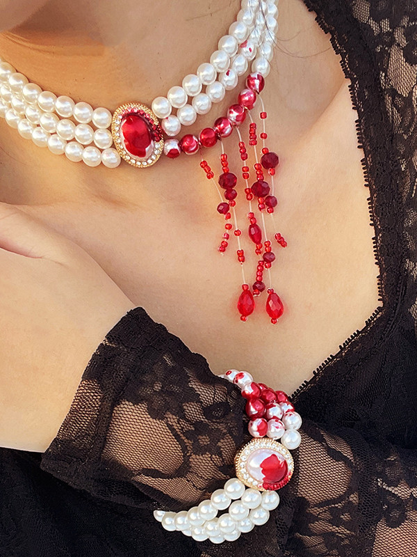 Beaded Shiny Tasseled Dainty Necklace Necklaces Accessories