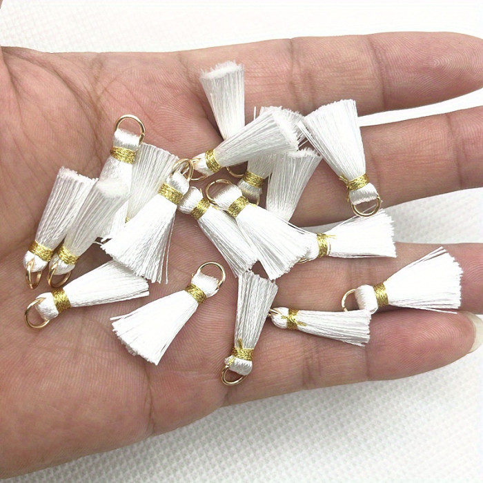 10pcs 20mm Mini Metal Drop Connector Ring Tassel Charms - Decorative DIY Craft Jewelry Earrings Making Supplies with Dangle Tassel Pendant - Ideal for Handmade Jewelry, Accessories, and Fashion Design