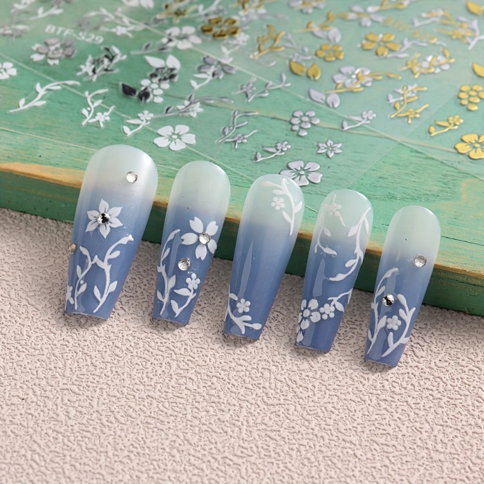 Flower Nail Stickers, Holographic Laser Flower Nail Decals, 3D Self-Adhesive Nail Art Stickers Nail Supplies Nail Art Accessories Nail Decorations For Women Girls DIY Manicure