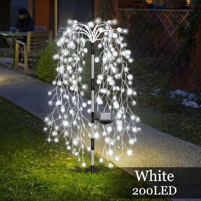 Solar Firecracker Willow Lights Outdoor, 200LED Solar Powered LED Lights, IP54, 8 Lighting Modes, 120LED Garden Decoration Lights for Yard, Pathways, Party, Camping, Christmas, Ramadan, Halloween (Multicolor)