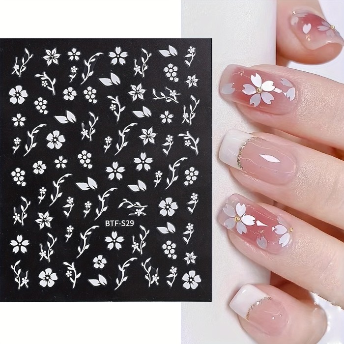 Flower Nail Stickers, Holographic Laser Flower Nail Decals, 3D Self-Adhesive Nail Art Stickers Nail Supplies Nail Art Accessories Nail Decorations For Women Girls DIY Manicure