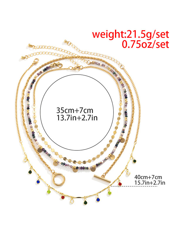Vintage Colorful Beads Rhinestone Necklace