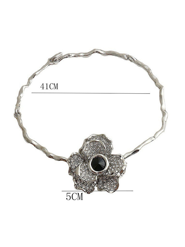 Flower Shape Geometric Rhine Stones Necklaces Accessories