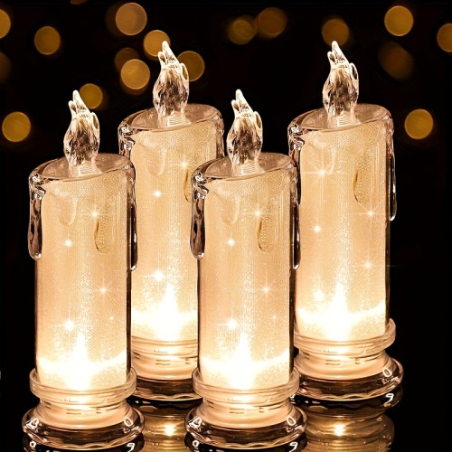 3pcs LED Flameless Candle LED Gap Column Candles, Perfect For Family Gatherings Candlelight Dinners Valentine's Day Wedding Birthday Bedroom Decoration Halloween And Christmas Gift