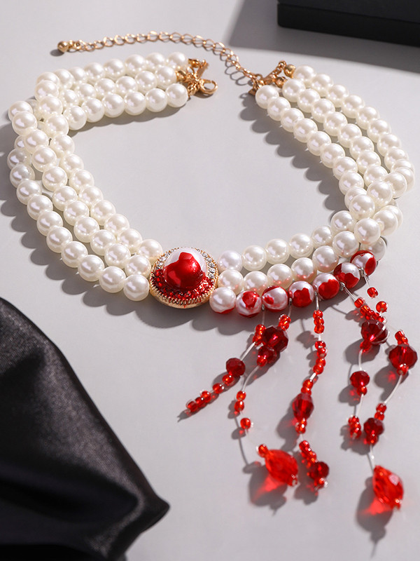 Beaded Shiny Tasseled Dainty Necklace Necklaces Accessories