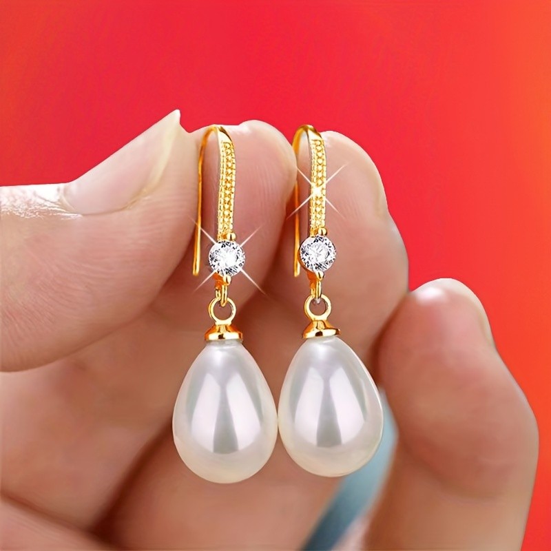 Elegant Long Drop Earrings with Faux Pearl Accents - Chic Alloy Dangle Jewelry for Women, Perfect for Parties & Casual Attire