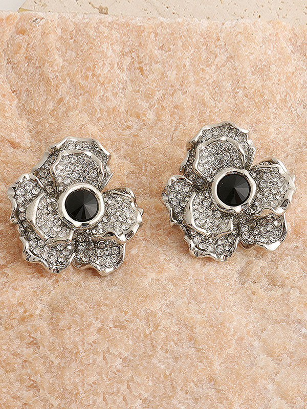 Flower Shape Geometric Rhine Stones Rings Accessories