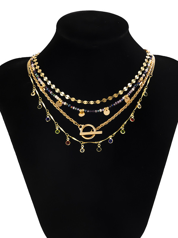 Vintage Colorful Beads Rhinestone Necklace