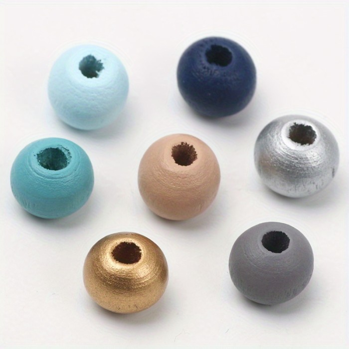 200\u002F100pcs 6\u002F8\u002F10mm Mixed Color Wooden Beads, DIY Bracelet Necklace Jewelry Accessories