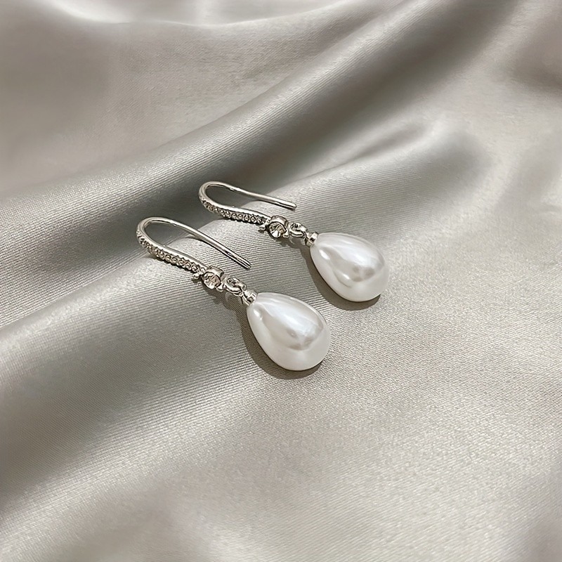 Elegant Long Drop Earrings with Faux Pearl Accents - Chic Alloy Dangle Jewelry for Women, Perfect for Parties & Casual Attire