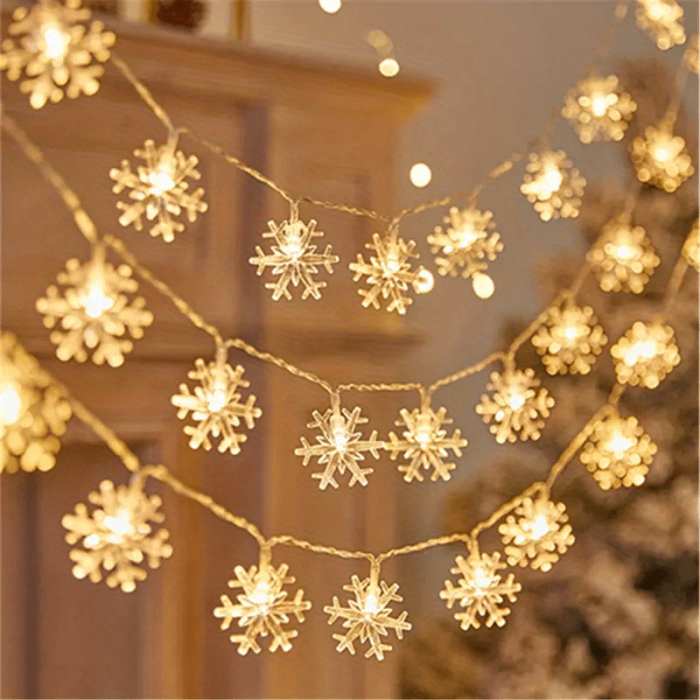 1pc, LED Christmas Snowflake String Lights, Party Decor Lights, Christmas Ornaments, Holiday Accessory, Birthday Party Supplies, Room Decor, Christmas Gifts, Home Decor, Scene Decors