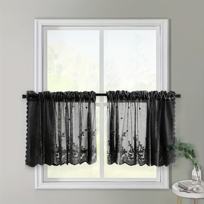 1pc American Pastoral Chic Lace Curtain - Simple Woven Small Floral Pattern, Elegant Window Valance for Living Room, Bedroom, Kitchen Partition Decoration, Home Decor Accent