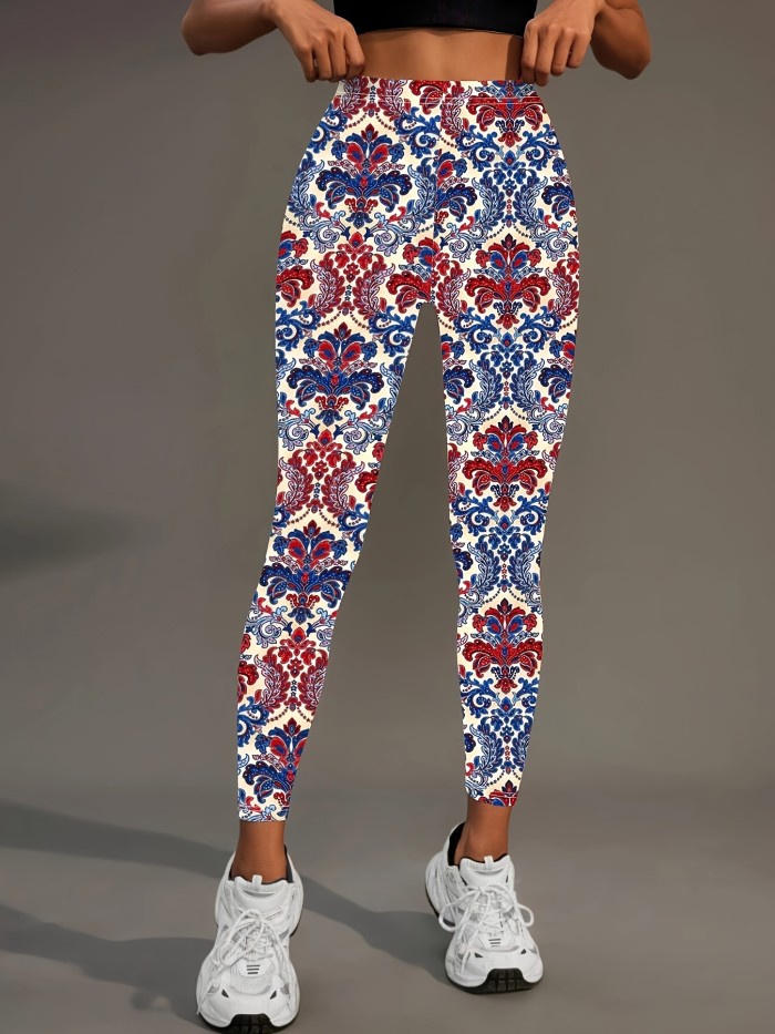 Women's High-Stretch Floral Print Leggings - Comfortable & Stylish, Perfect for All Seasons