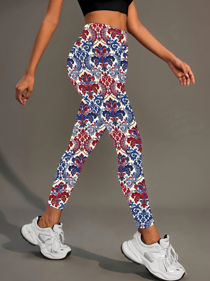 Women's High-Stretch Floral Print Leggings - Comfortable & Stylish, Perfect for All Seasons