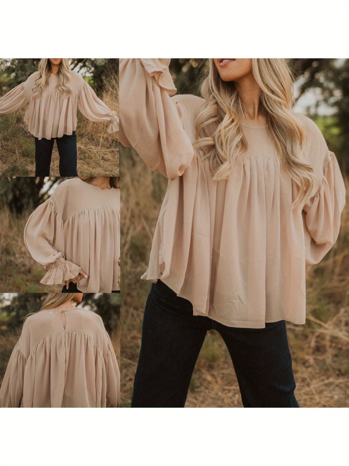 1pc Y2K Style Women'S Casual Loose-Fit Polyester Shirt - Solid Color, Conventional Collar, Woven Blouse for Winter Season