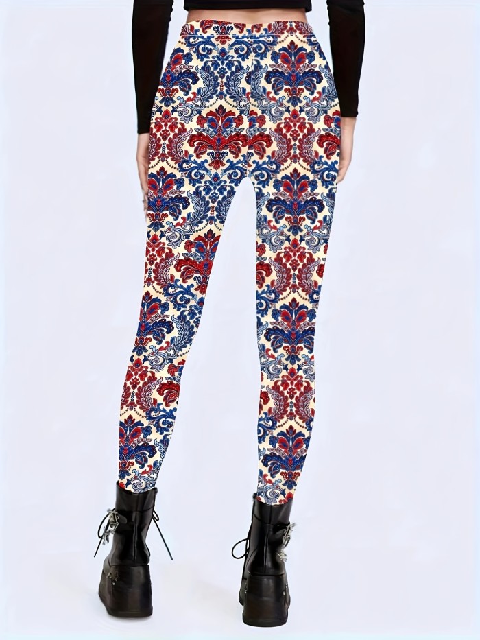 Women's High-Stretch Floral Print Leggings - Comfortable & Stylish, Perfect for All Seasons