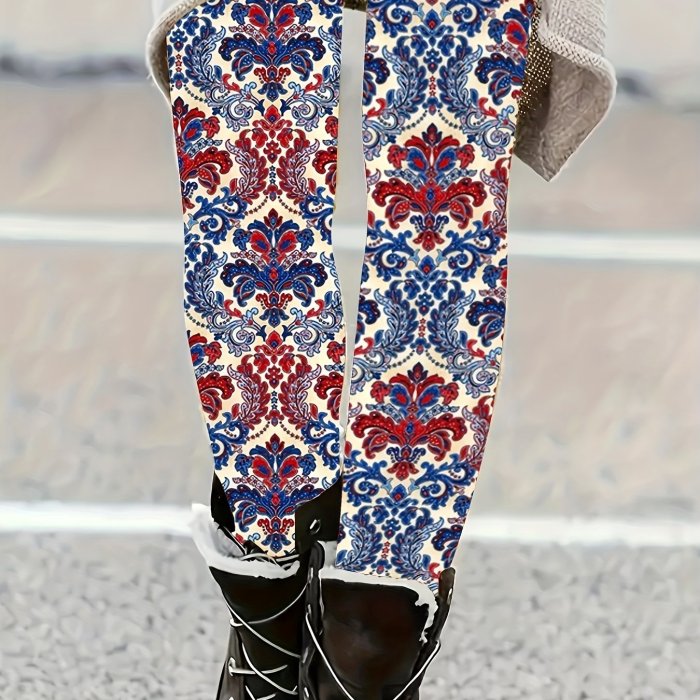 Women's High-Stretch Floral Print Leggings - Comfortable & Stylish, Perfect for All Seasons