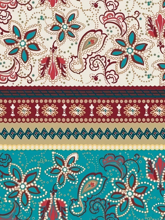 Boho-Chic Floral Print Stretch Leggings for Women - Casual, All-Season Wear, Machine Washable