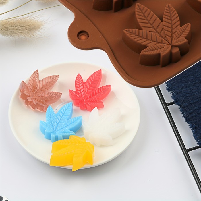 4-Piece Silicone Chocolate Molds Set, Non-Stick Flower & Leaf Shapes, BPA-Free Candy & Truffle Molds for DIY Crafts, Reusable Cake Decorating Kitchen Accessories for Christmas, Halloween, Easter, Hanukkah, Thanksgiving
