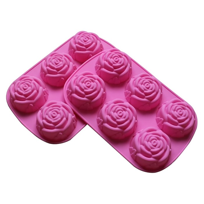 1pc Large Rose Flower Design Silicone Ice Cube Chocolate Soap Tray Mold for Restaurant, Food Truck, and Bakery Party Makers