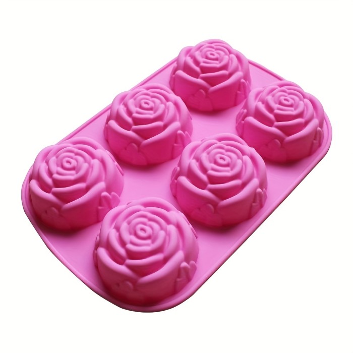 1pc Large Rose Flower Design Silicone Ice Cube Chocolate Soap Tray Mold for Restaurant, Food Truck, and Bakery Party Makers