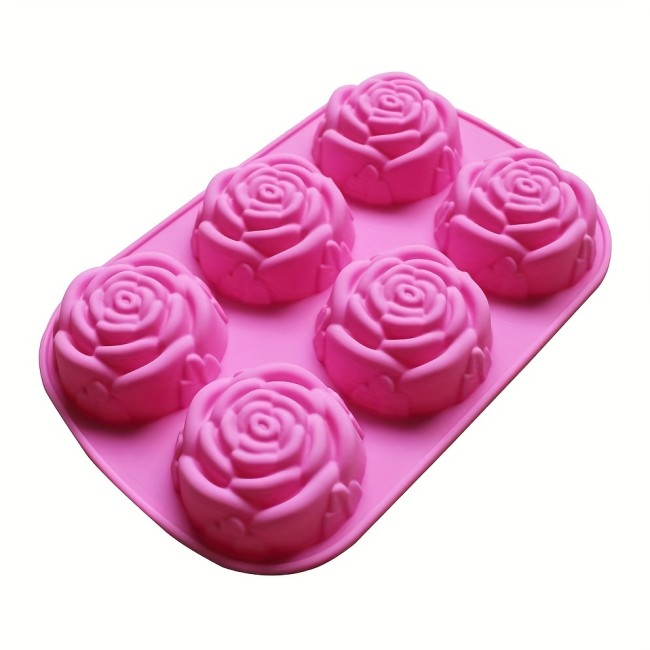 1pc Large Rose Flower Design Silicone Ice Cube Chocolate Soap Tray Mold for Restaurant, Food Truck, and Bakery Party Makers
