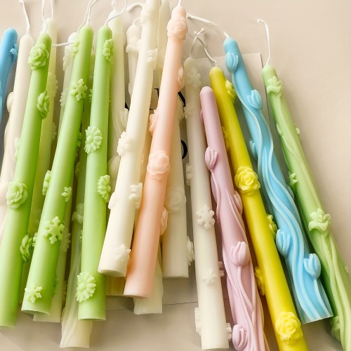 Daisy-Inspired Long Stem Silicone Candle Mold - European Cylindrical DIY Aromatherapy Craft Tool