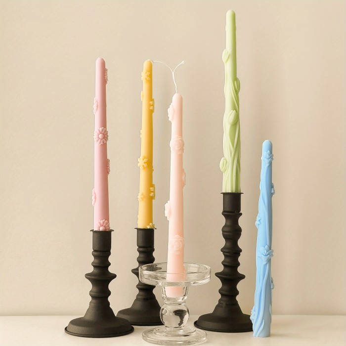 Daisy-Inspired Long Stem Silicone Candle Mold - European Cylindrical DIY Aromatherapy Craft Tool