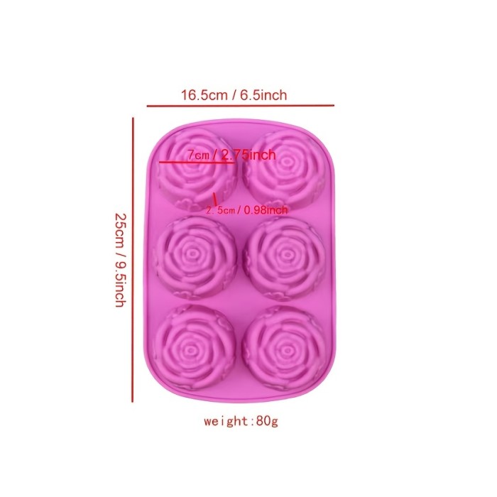 1pc Large Rose Flower Design Silicone Ice Cube Chocolate Soap Tray Mold for Restaurant, Food Truck, and Bakery Party Makers