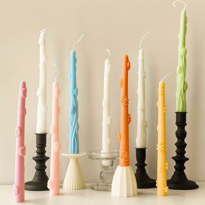 Daisy-Inspired Long Stem Silicone Candle Mold - European Cylindrical DIY Aromatherapy Craft Tool