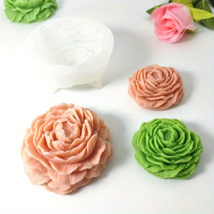 Versatile Peony Silicone Mold for Candles, Soaps and Crafts - Durable, Heat Resistant and Reusable