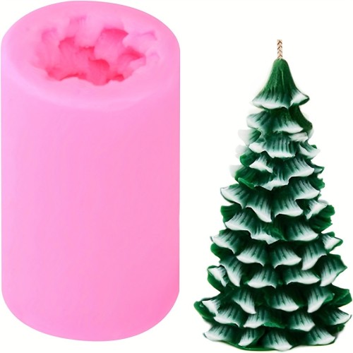 Silicone Candle Mold Set, Christmas Tree & Cylinder Shape, Aromatherapy Wax Molds for Resin Plaster Crafting, DIY Chocolate Making Kit for Holiday Decorations & Gifts
