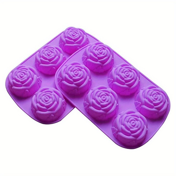 1pc Large Rose Flower Design Silicone Ice Cube Chocolate Soap Tray Mold for Restaurant, Food Truck, and Bakery Party Makers