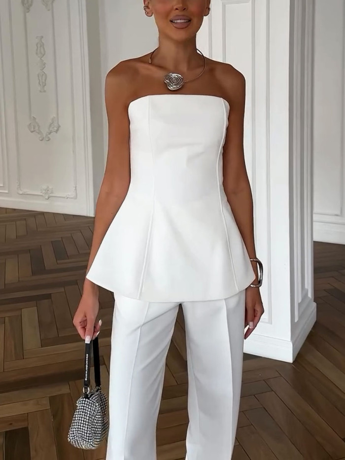 Chic tube top two piece set