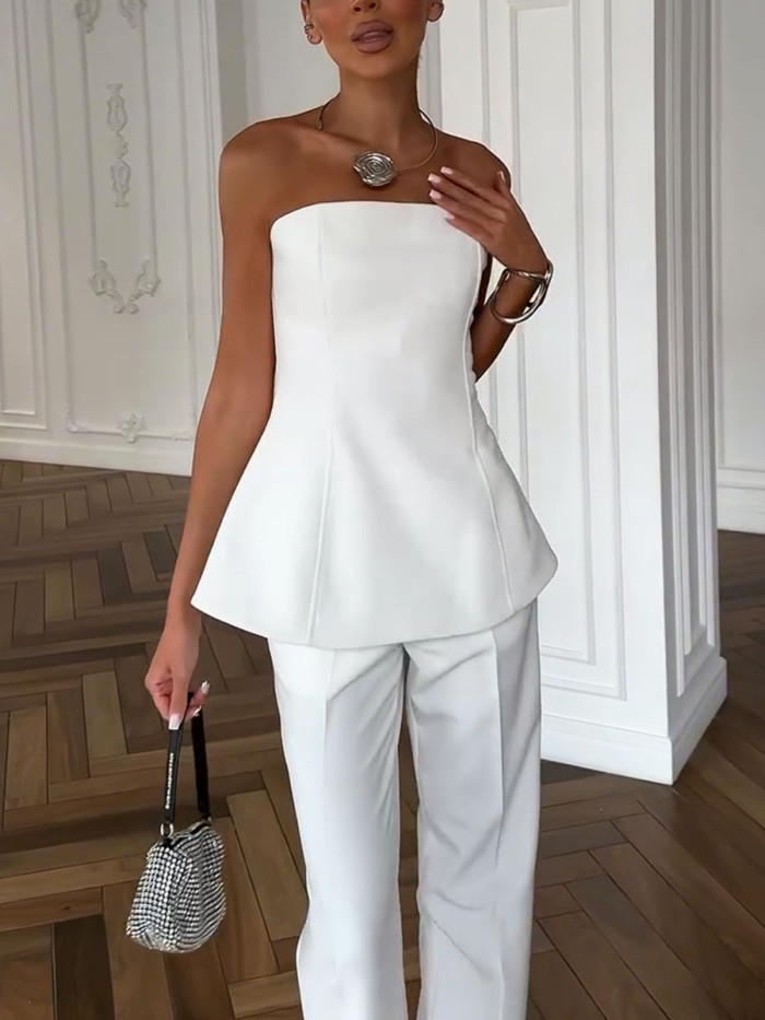 Chic tube top two piece set