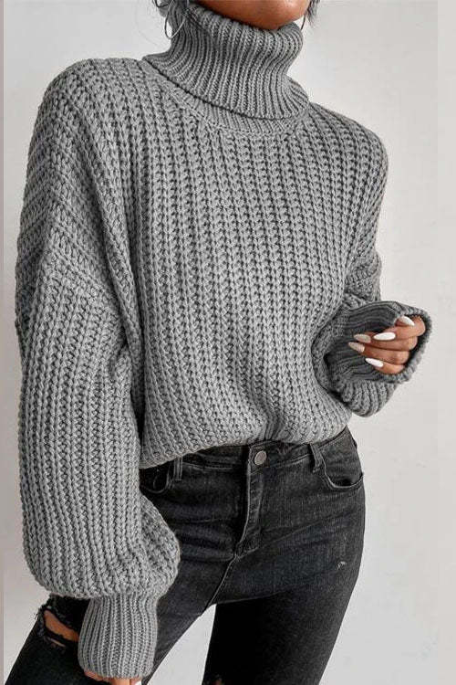 Leave It All Behind Cropped turtleneck Sweater