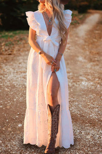 Sexy V Neck Ruffle Dress