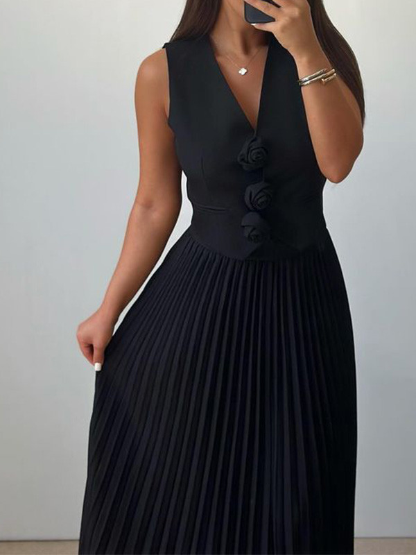 Stylish Sleeveless Vest & Pleated Two-Piece Set