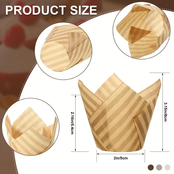 50pcs, Disposable Tulip Muffin Cups, Cloud Stripes Newspaper Pattern Paper Cake Cups, Greaseproof Paper Cupcake Liners, Muffin Molds, Baking Tools, Kitchen Gadgets, Kitchen Accessories