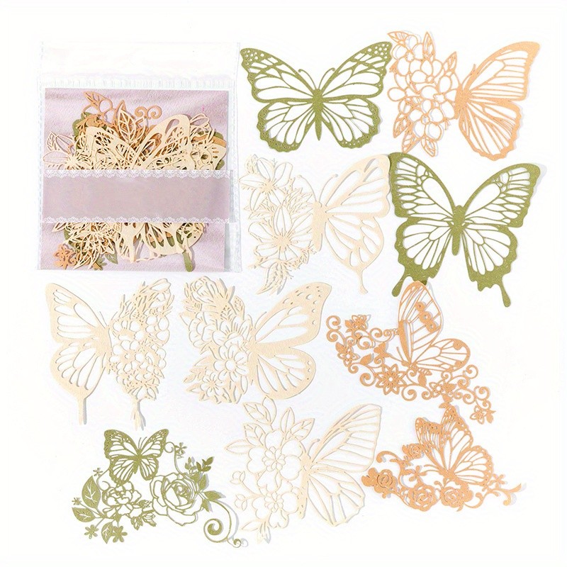 10pcs\u002Fpack, Vintage Lace Hollow Material Paper Decorative Scrapbooking Diary Album Hand Made Collage Material Background Paper, Junk Journal Decor Supplies, DIY Junk Journal Decoration Label Stickers, Party Favor