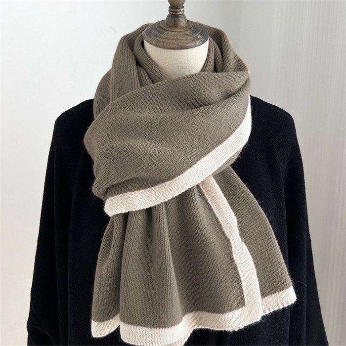 Chic Patchwork Scarf Shawl Wrap for Women - Cozy Polyester & Spandex Blend, Perfect for Fall\u002FWinter